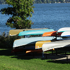 Canoes Stacked in Stand